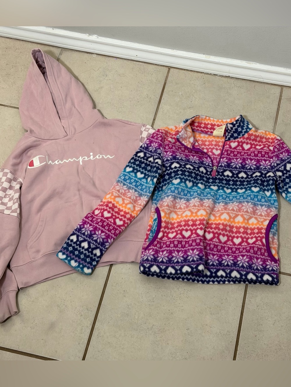 Champion & Faded Glory Kids Pink Girls' Hoodie Soft Pullover Sweater size M(7/8)